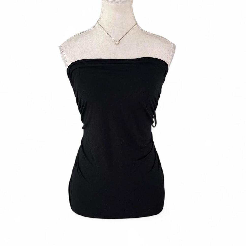 Y2K Sleeveless open back  sexy black Wet Seal sequin strapless top Silver size M